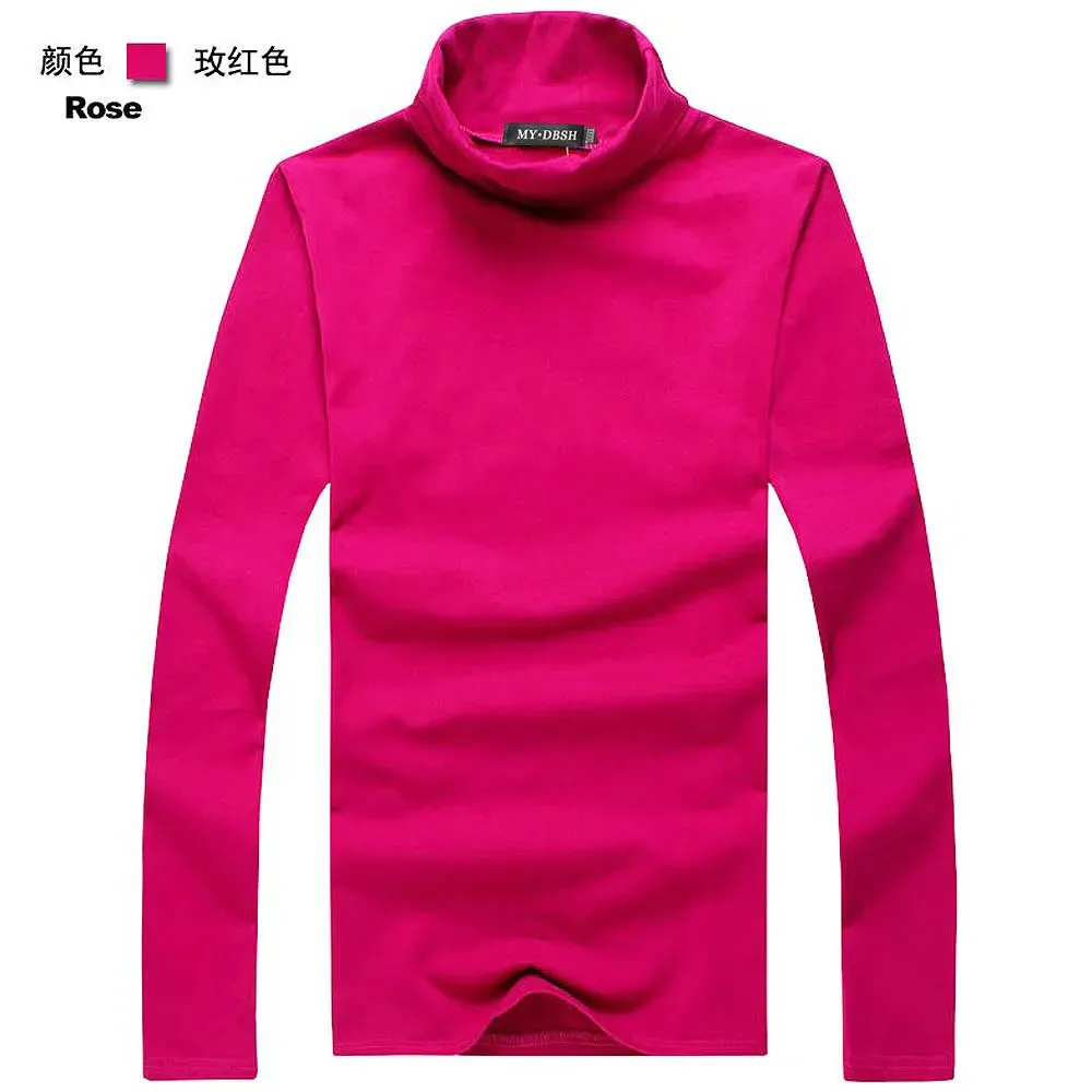 100% quality Men's long-sleeve T-shirt Sexy turtleneck high-elastic lycra cotton t shirt 7 colors S-XXXL st-803 Free shipping