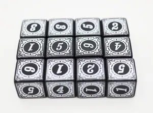 12 piece D6s - Magic Burst White
