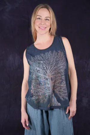 1212-2 Stripe Tank Dark Denim Tree of Life-P