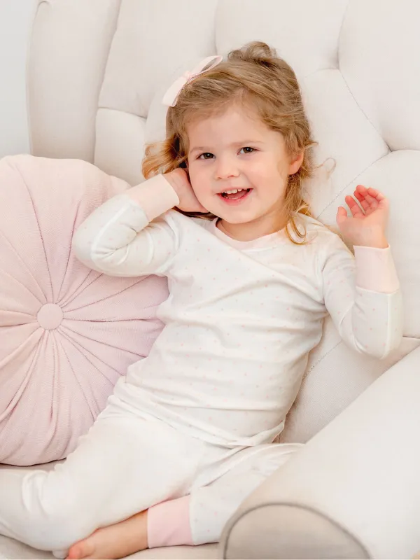 2 Piece Long Loungewear Set | Lt Pink Dots