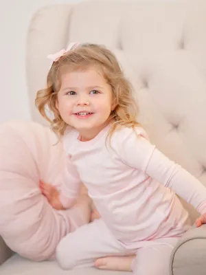 2 Piece Long Loungewear Set | Lt Pink Mini Stripe