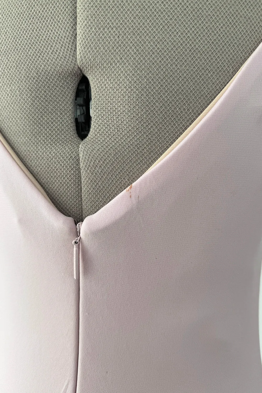 2005 Roberto Cavalli Pale Pink Silk Jersey Plunge Dress w Trained Back