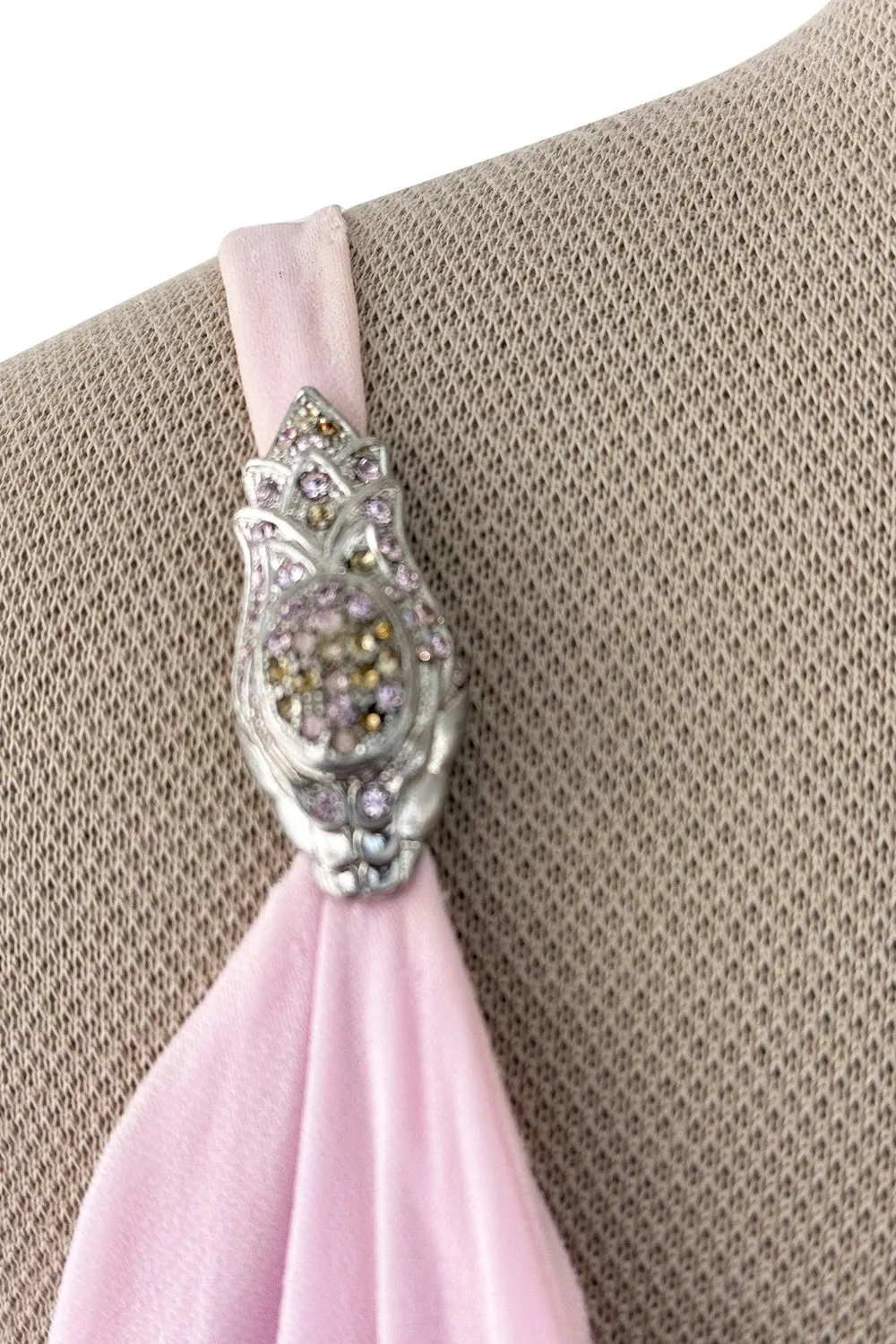 2005 Roberto Cavalli Pale Pink Silk Jersey Plunge Dress w Trained Back