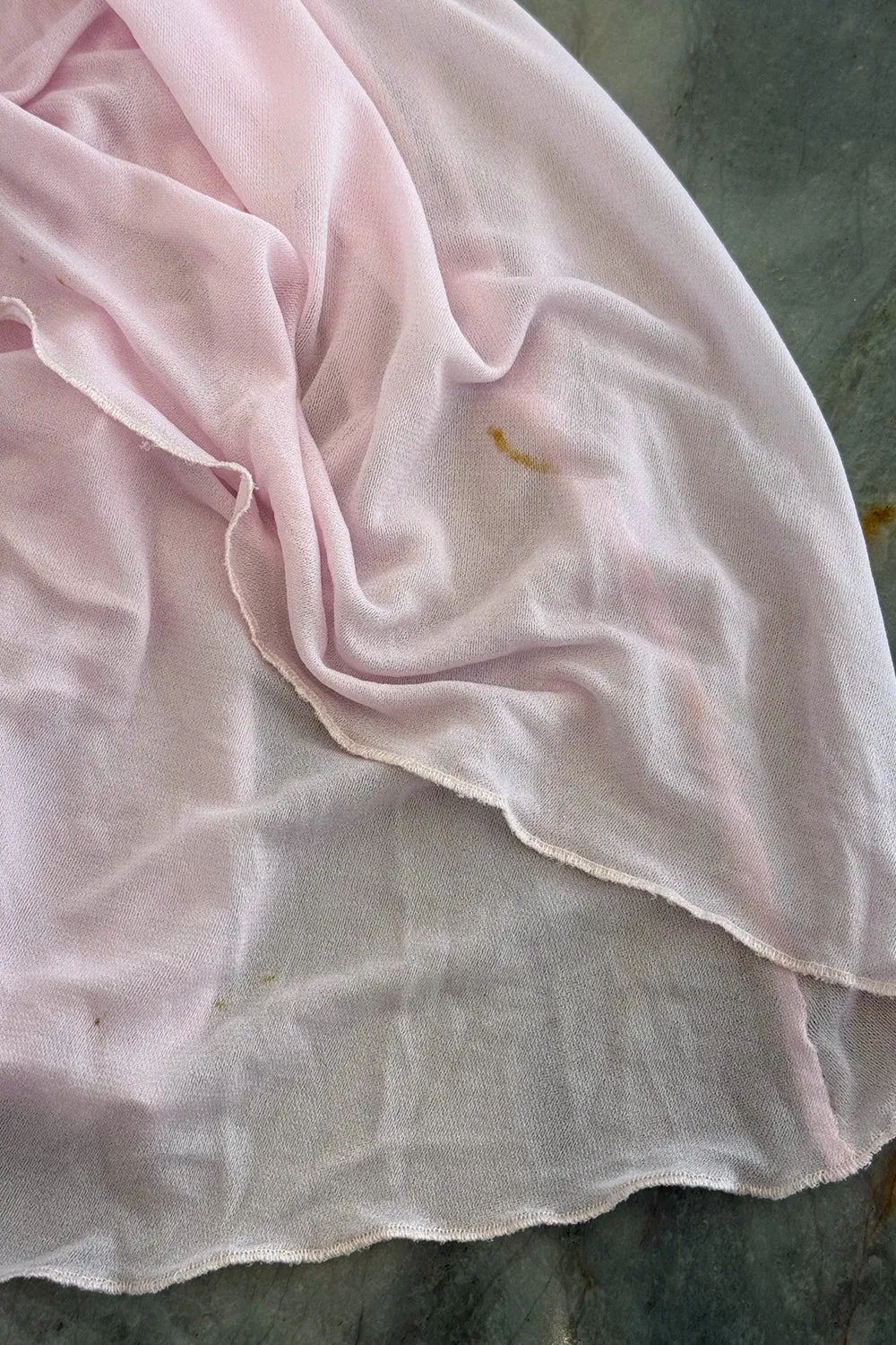 2005 Roberto Cavalli Pale Pink Silk Jersey Plunge Dress w Trained Back