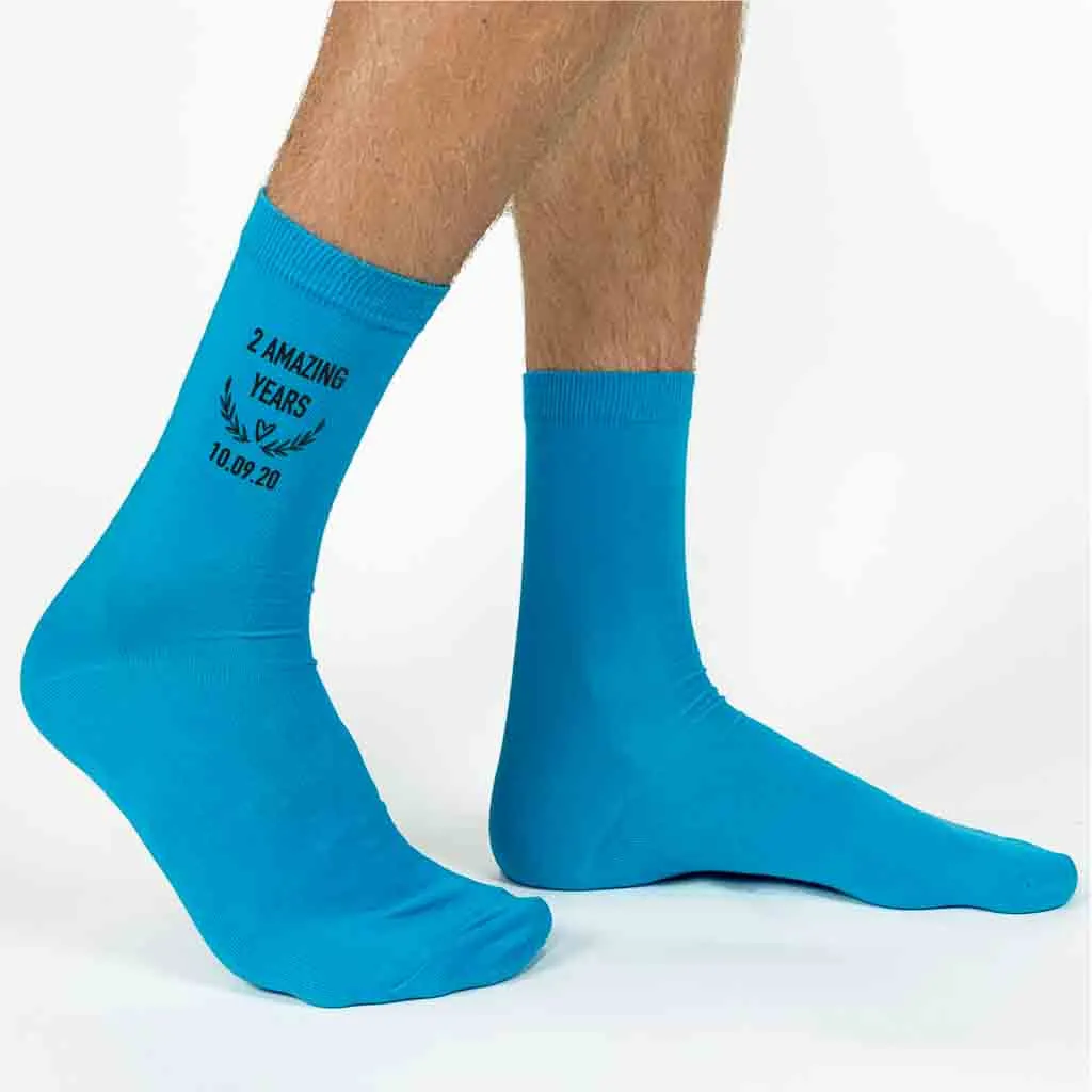 2nd Anniversary Dress Socks for Men - 2 Amazing Years