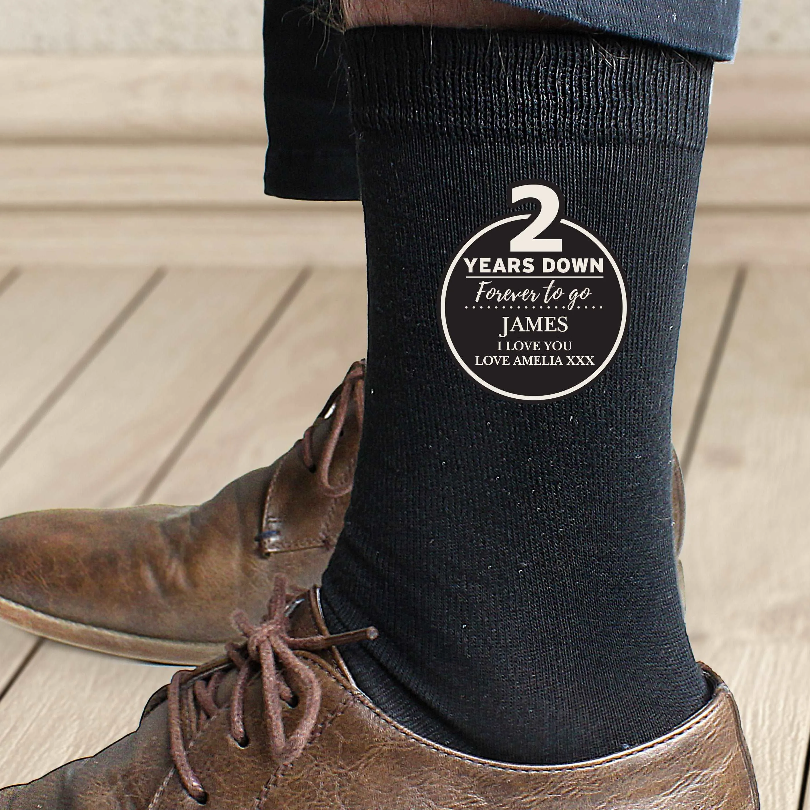 2nd Anniversary Personalised Mens Socks
