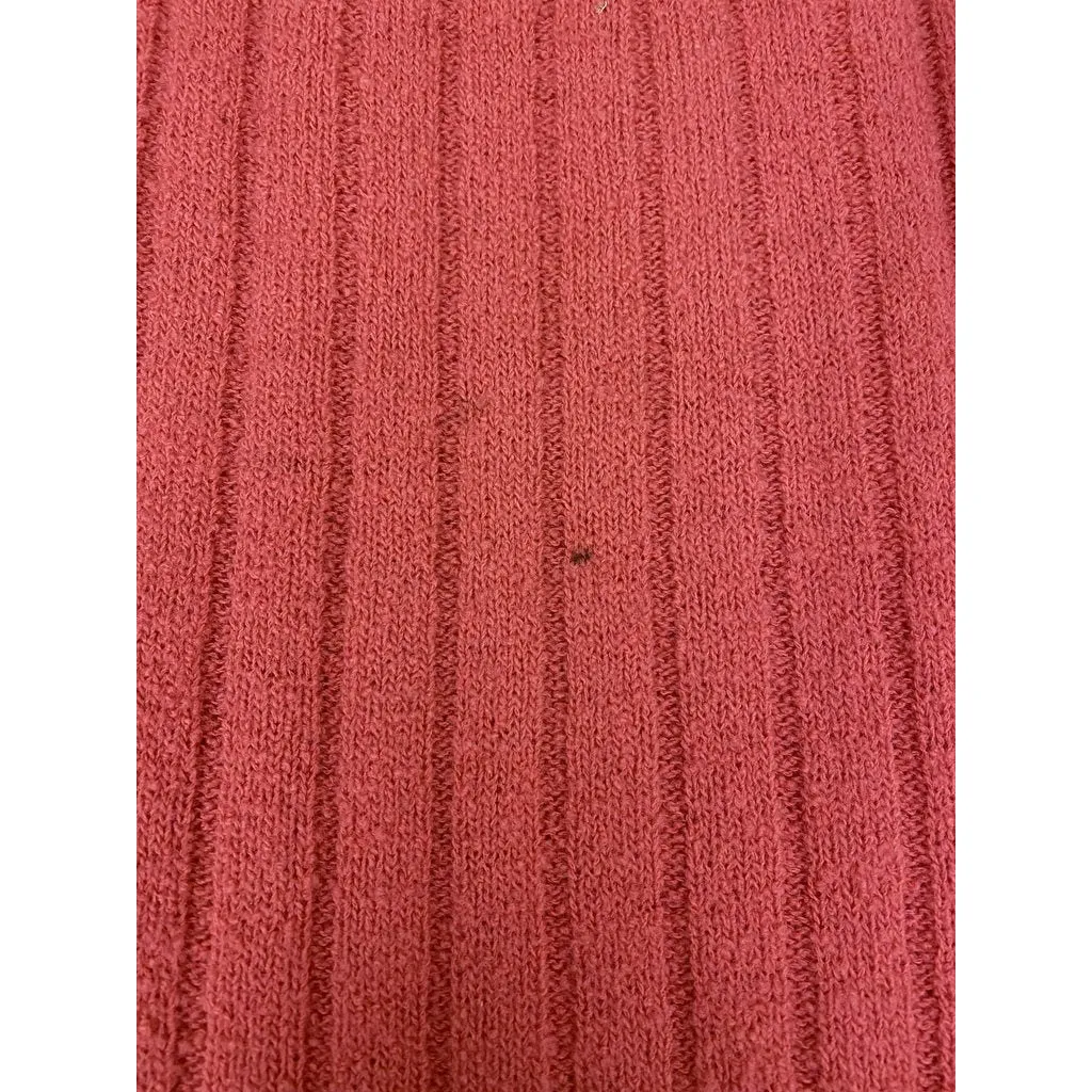 2PC Vintage Secretary Skirt Suit Sweater Suit 1950s Pink Beaded Wool Boucle Womens M