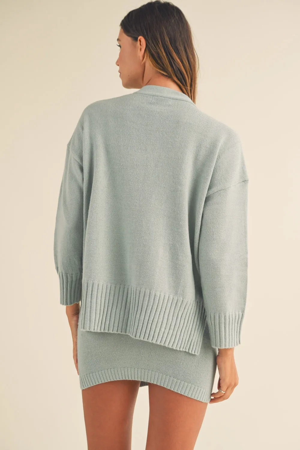 3 PC Sweater Set with Crop Cami, Mini Skirt, Cardigan