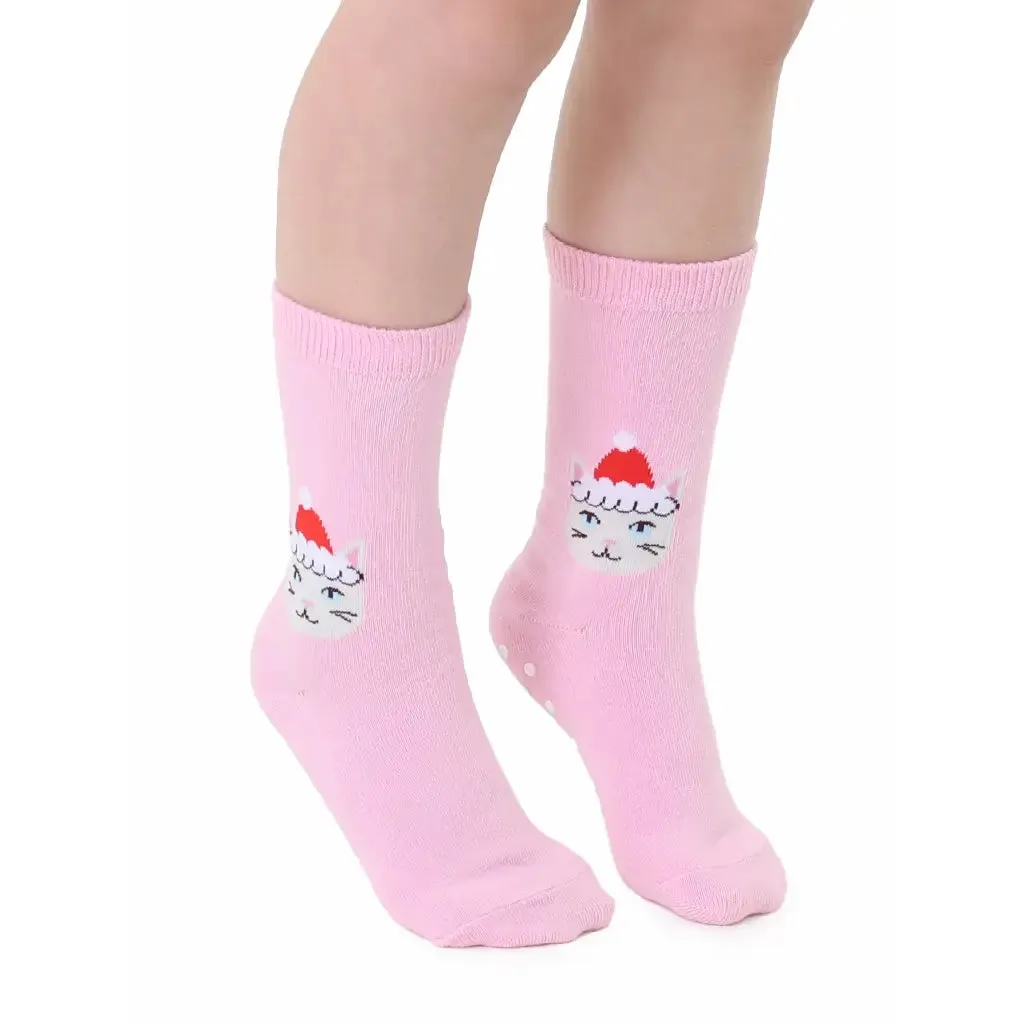 3D Packaged Crew Socks - Santa Kitty