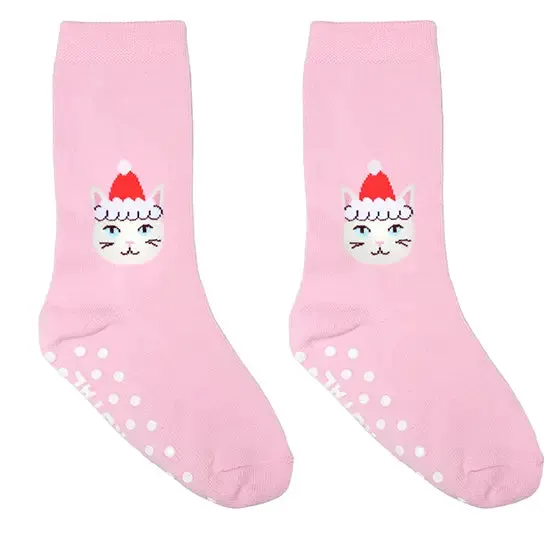 3D Packaged Crew Socks - Santa Kitty
