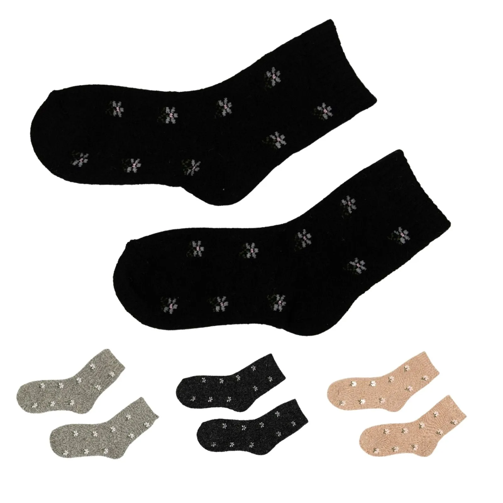 4 Pairs Ladies Floral Wool Socks