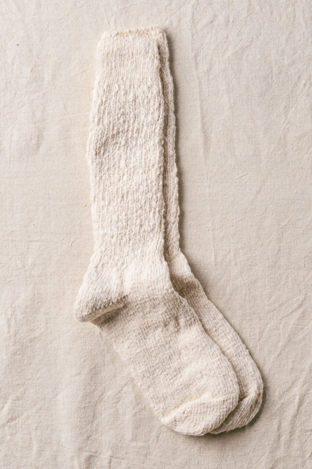 7-6000 "Garabou" Organic Cotton Slipper Socks Natural