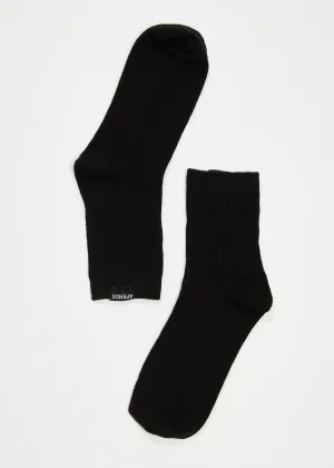 AFENDS THE ESSENTIAL - RIB SOCKS - BLACK
