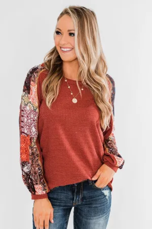 All To Myself Long Sleeve Top- Rust