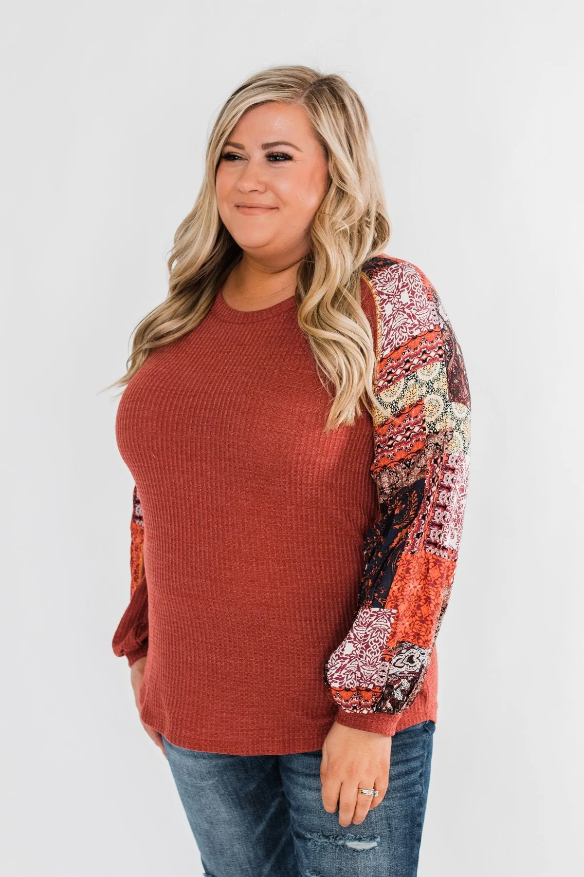 All To Myself Long Sleeve Top- Rust
