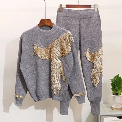 Ambrosia Knitted Women Tracksuit  Two Piece Set