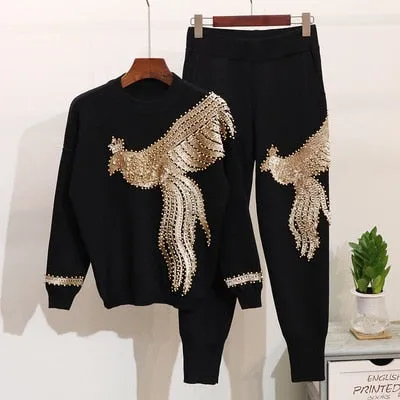 Ambrosia Knitted Women Tracksuit  Two Piece Set