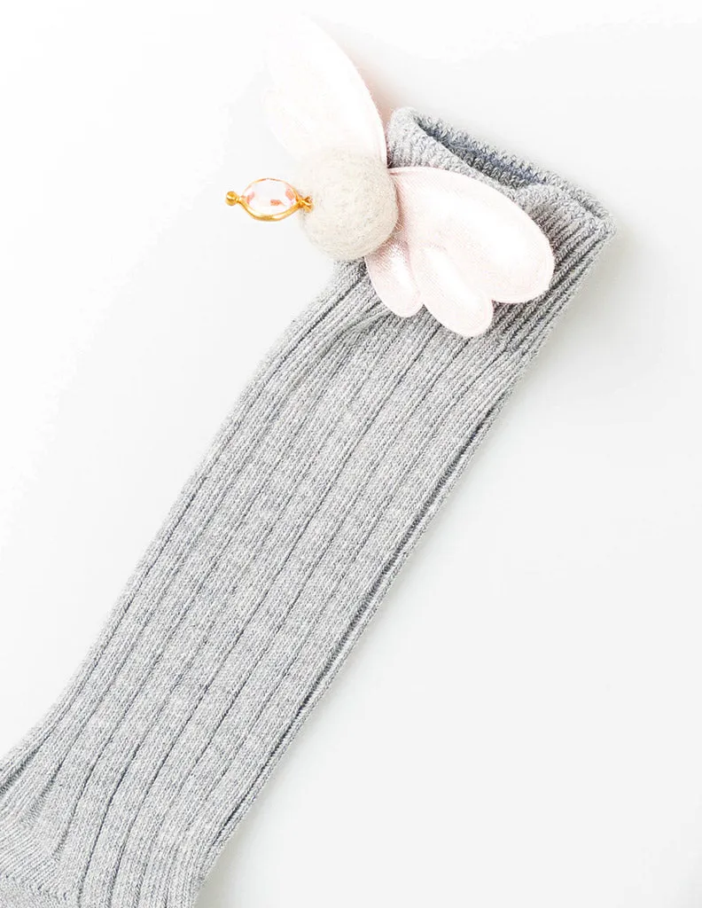 Angel Wings Knee Socks Grey
