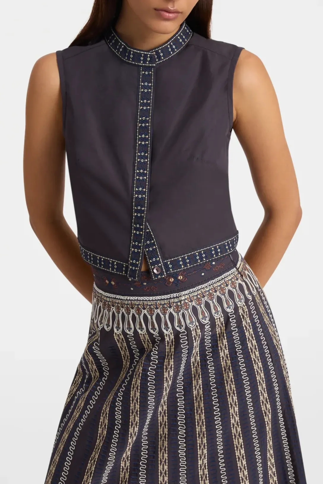 Aura Top Calliope Embroidery | Blue
