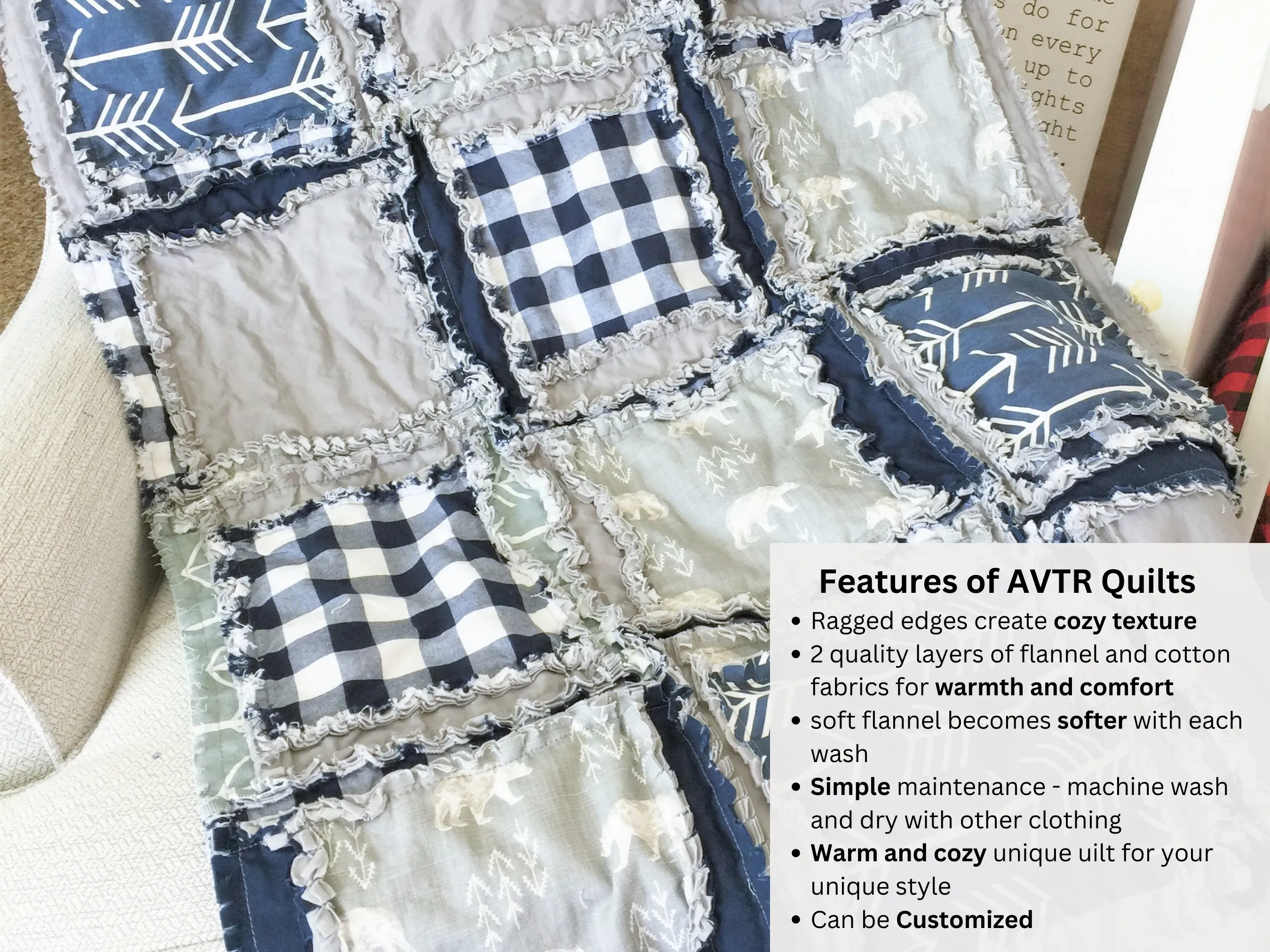 Bear Nursery Bedding for Baby Boy – Navy Blue | Gray - Cozy Woodland Crib Set