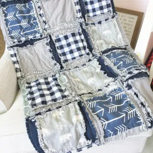 Bear Nursery Bedding for Baby Boy – Navy Blue | Gray - Cozy Woodland Crib Set