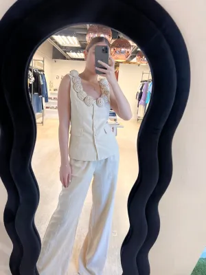 BEIGE FLORAL PANT SET