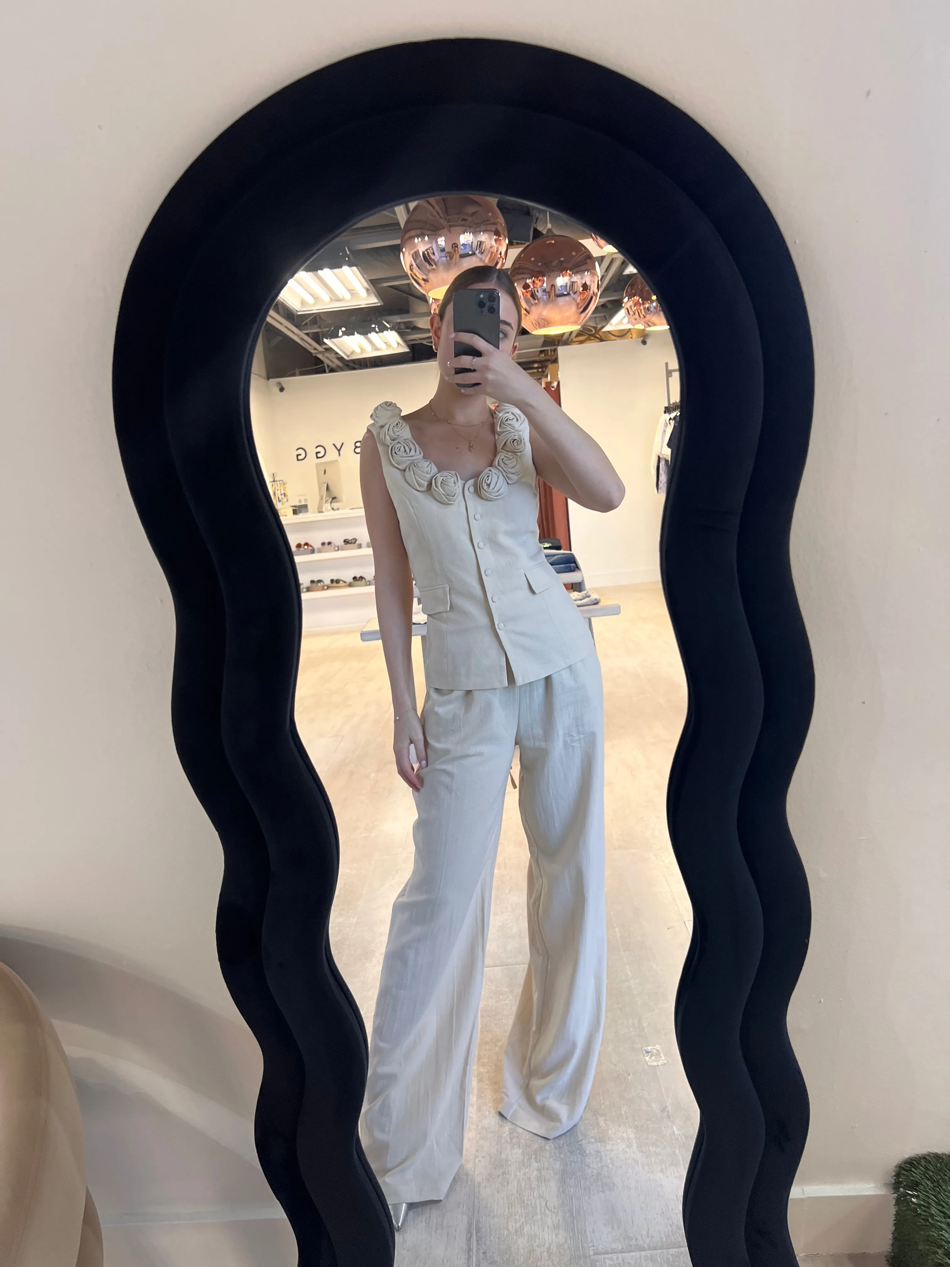 BEIGE FLORAL PANT SET
