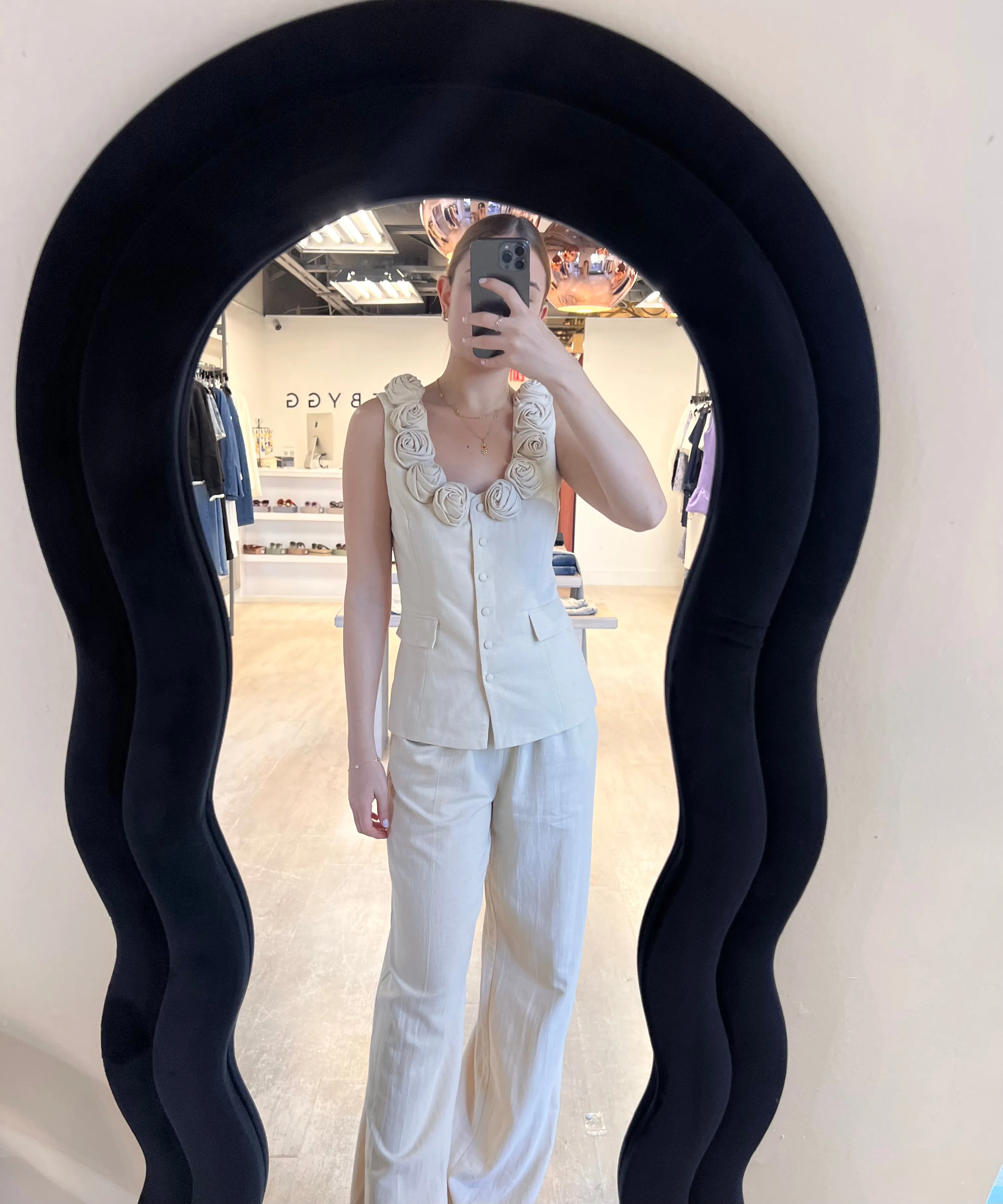 BEIGE FLORAL PANT SET