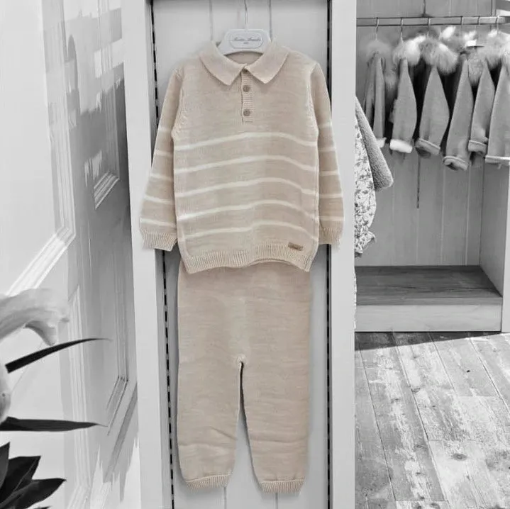 Beige Stripe Lounge Set