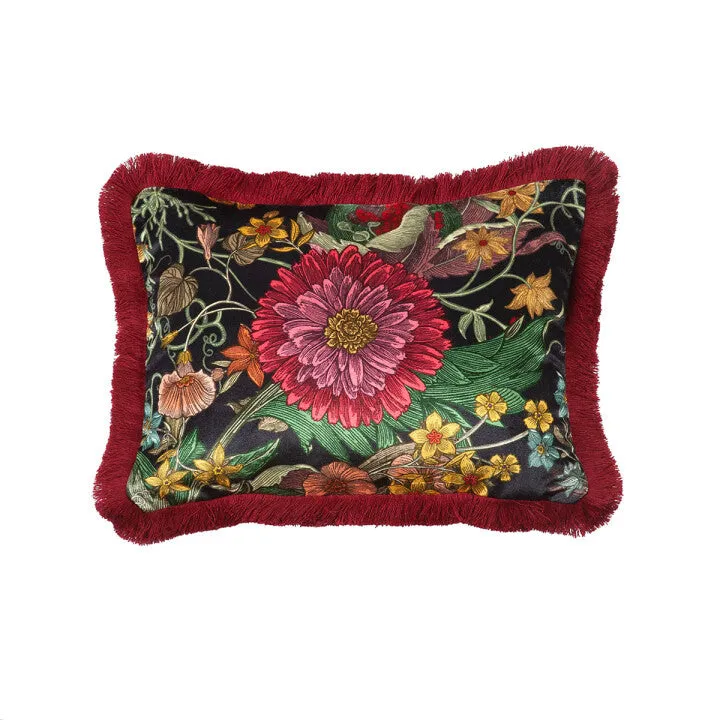 berkeley blooms rectangle fringed velvet cushion