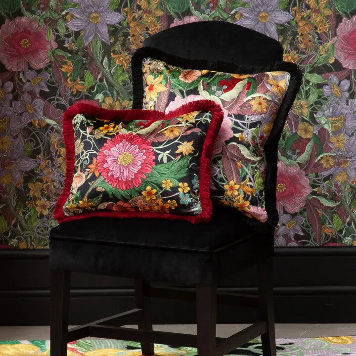 berkeley blooms rectangle fringed velvet cushion