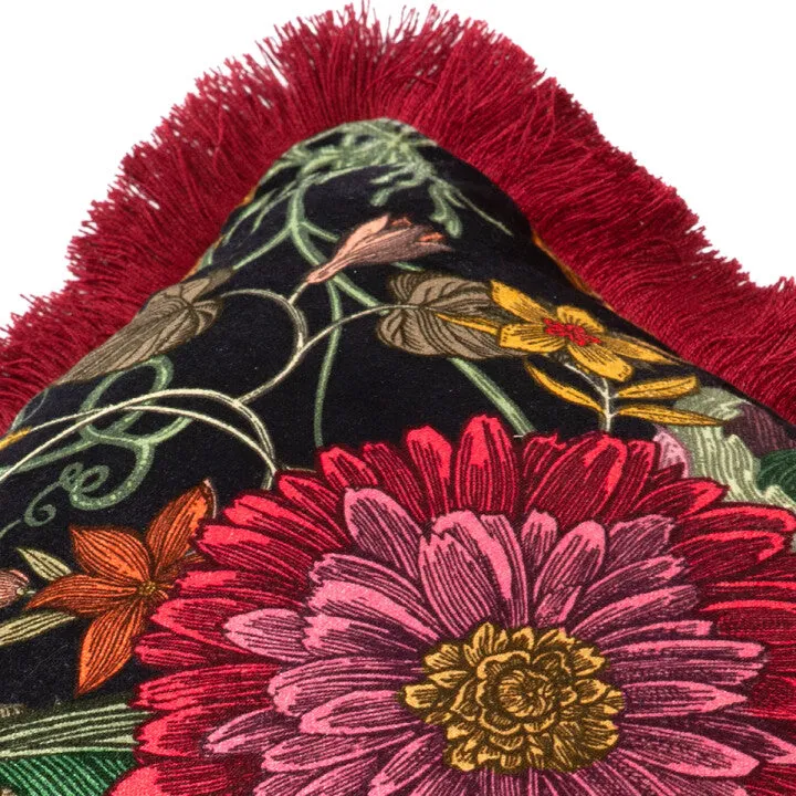 berkeley blooms rectangle fringed velvet cushion