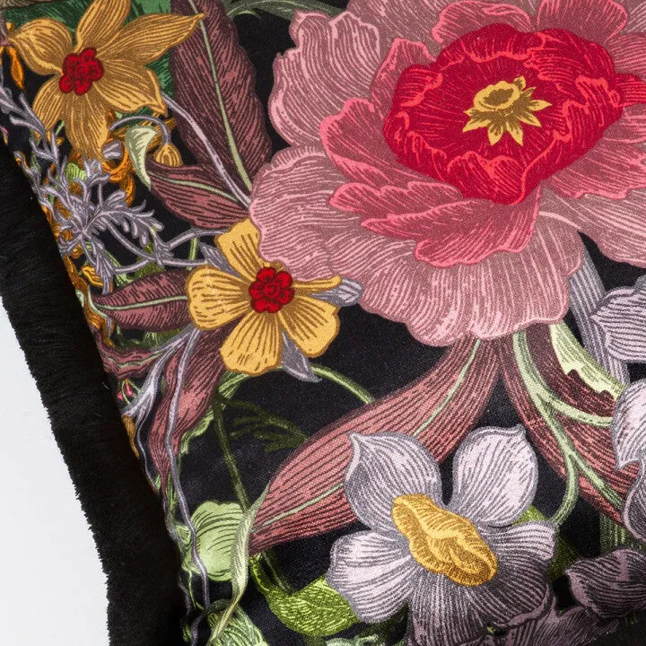berkeley blooms square fringed velvet cushion