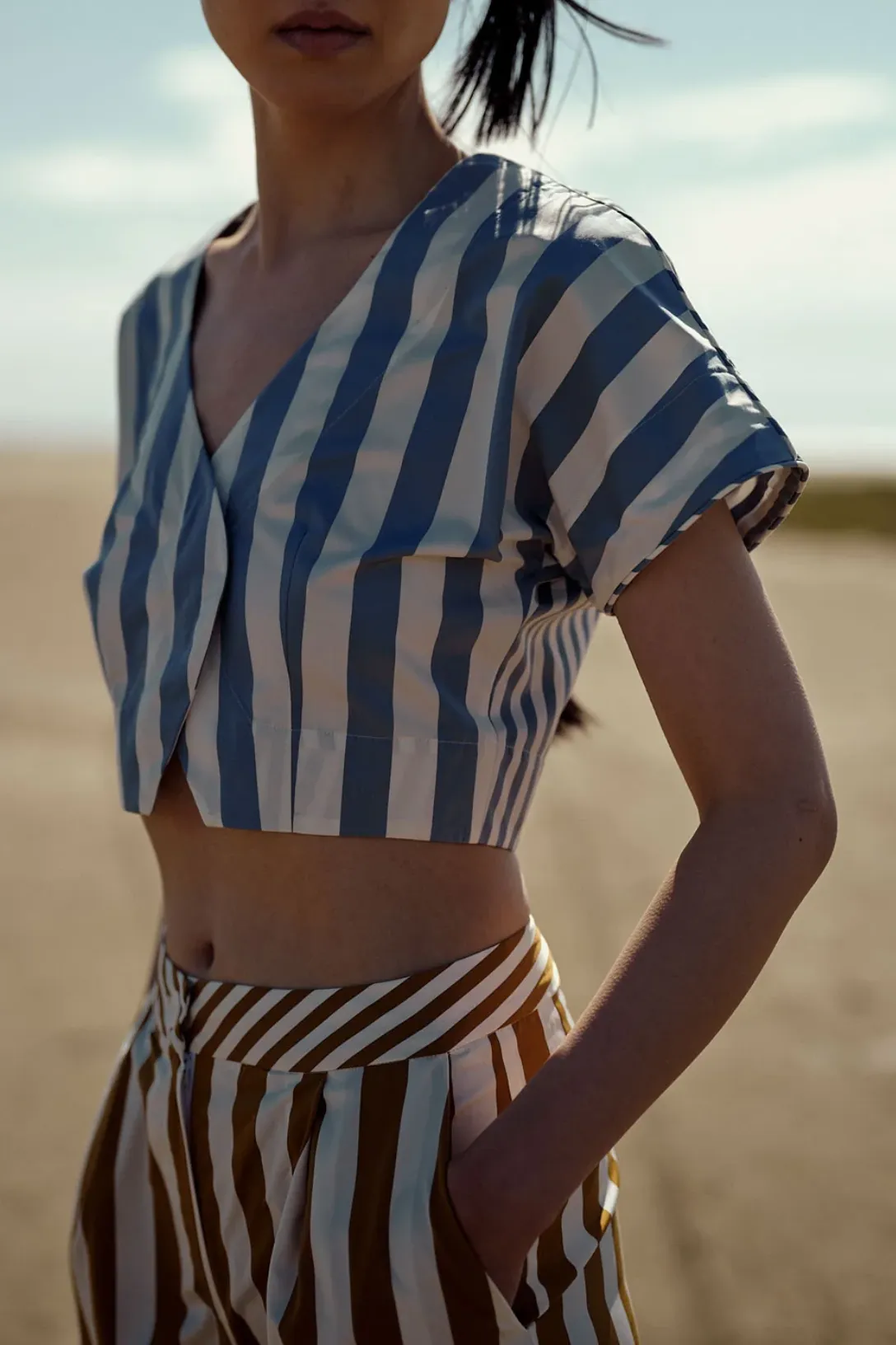 Bianca Lido Stripes Vest | Storm Blue