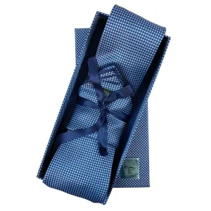 Bijan Blue Pure Silk Tie Set