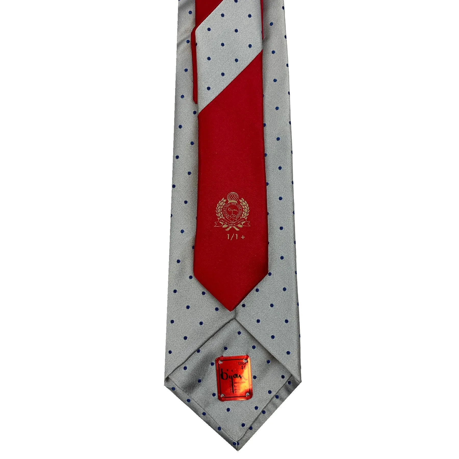 Bijan Grey with Navy Polka Dot Pure Silk Tie Set