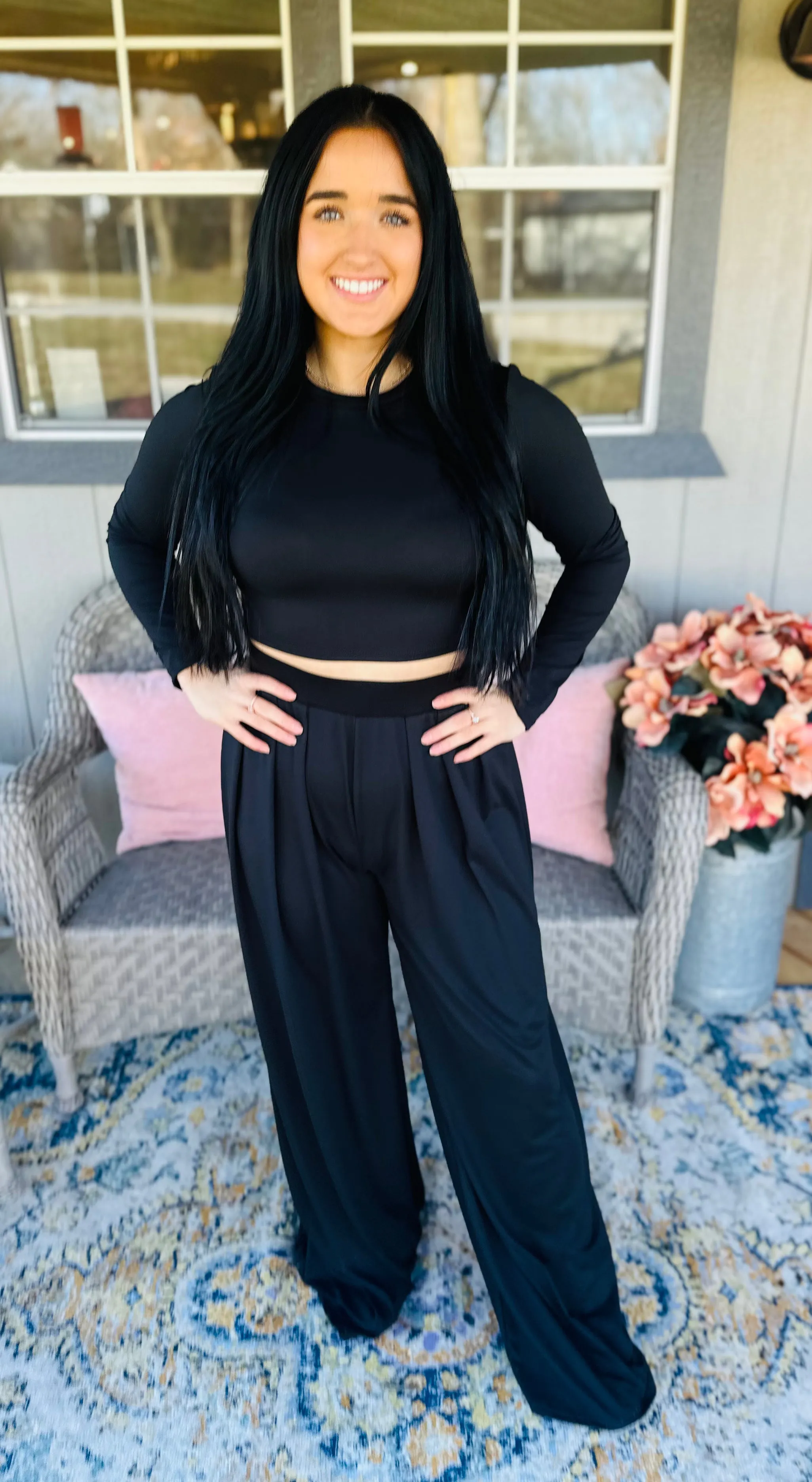 Black Pleated Set