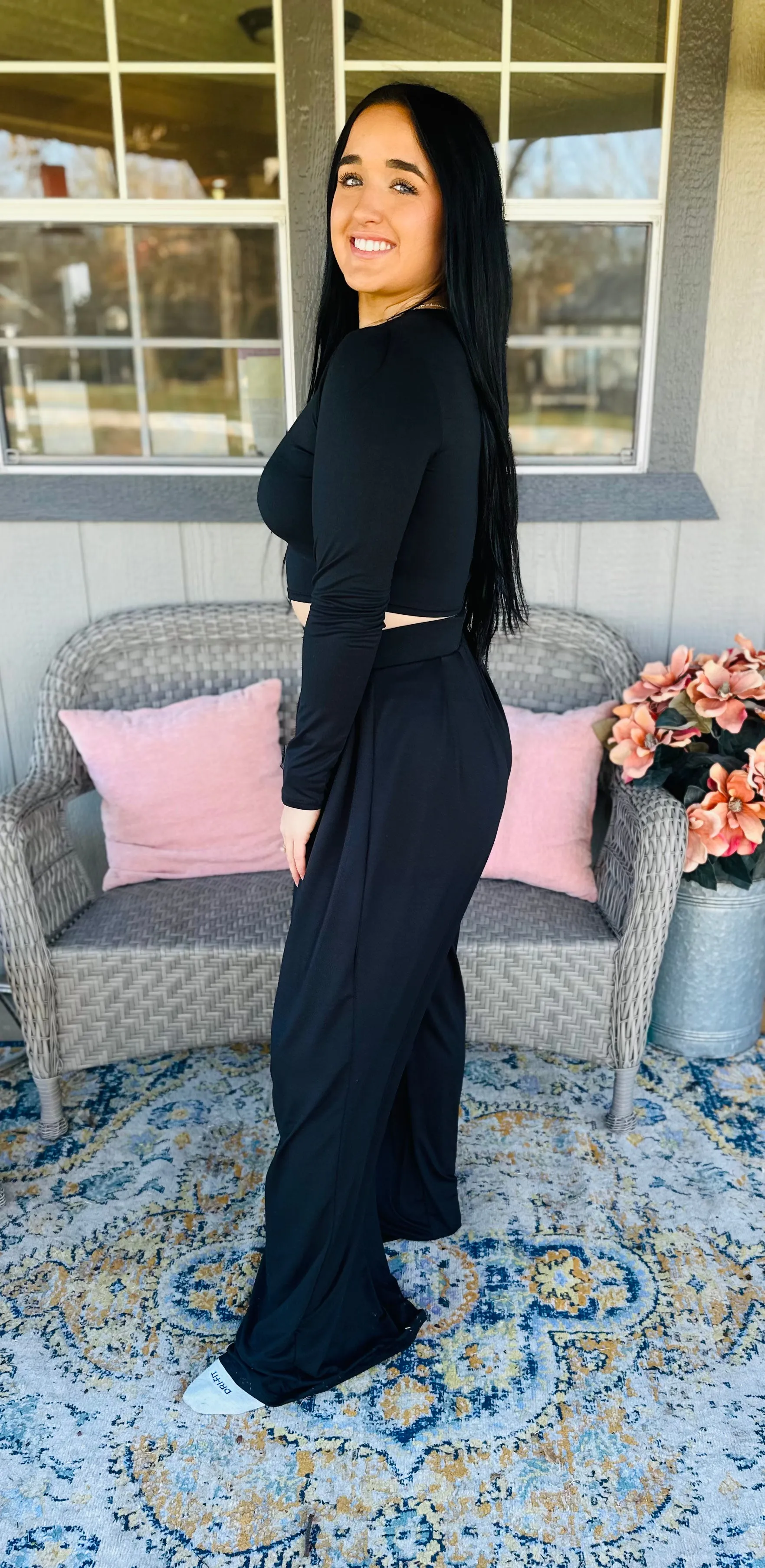 Black Pleated Set
