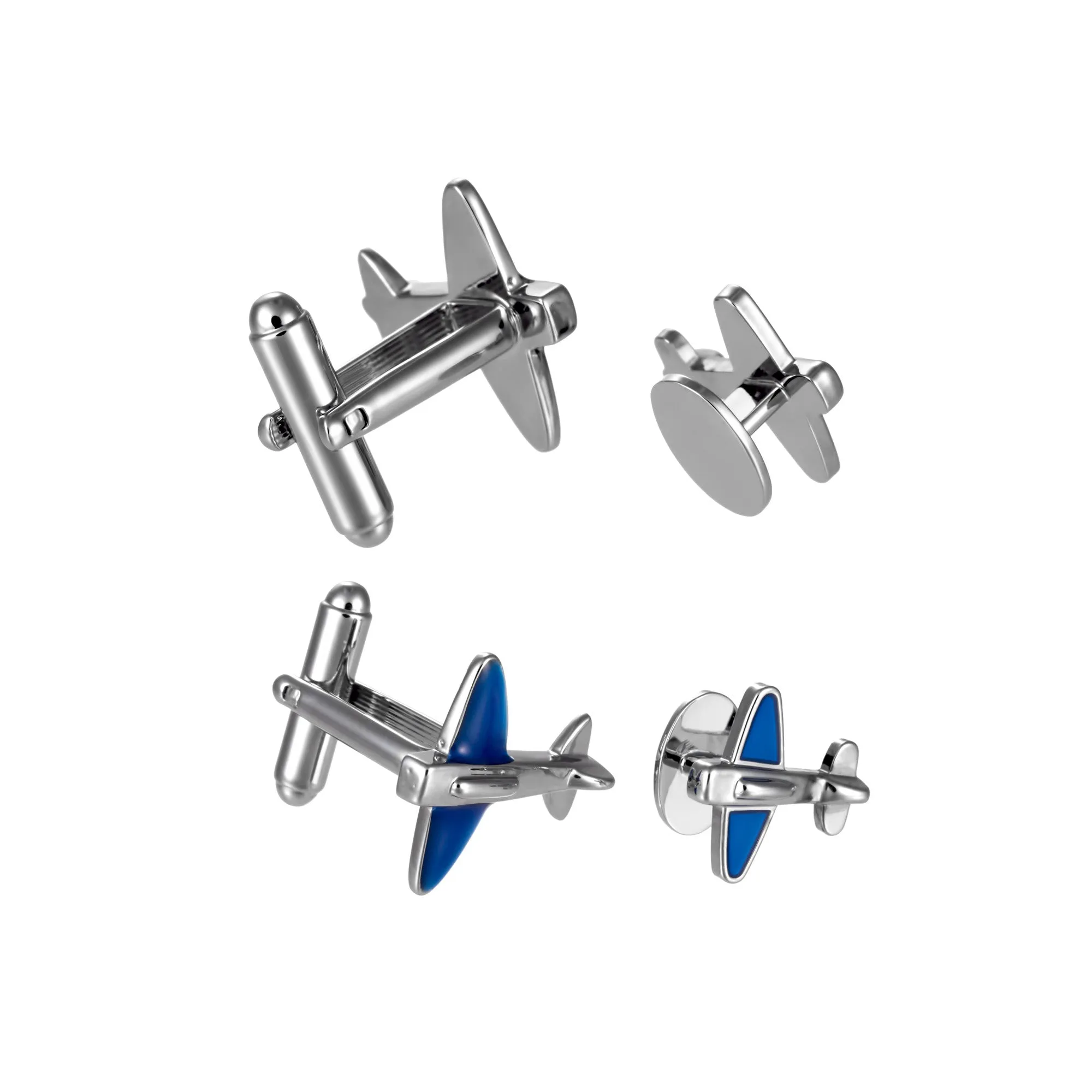 Blue Airplane Cufflinks and Tuxedo Studs