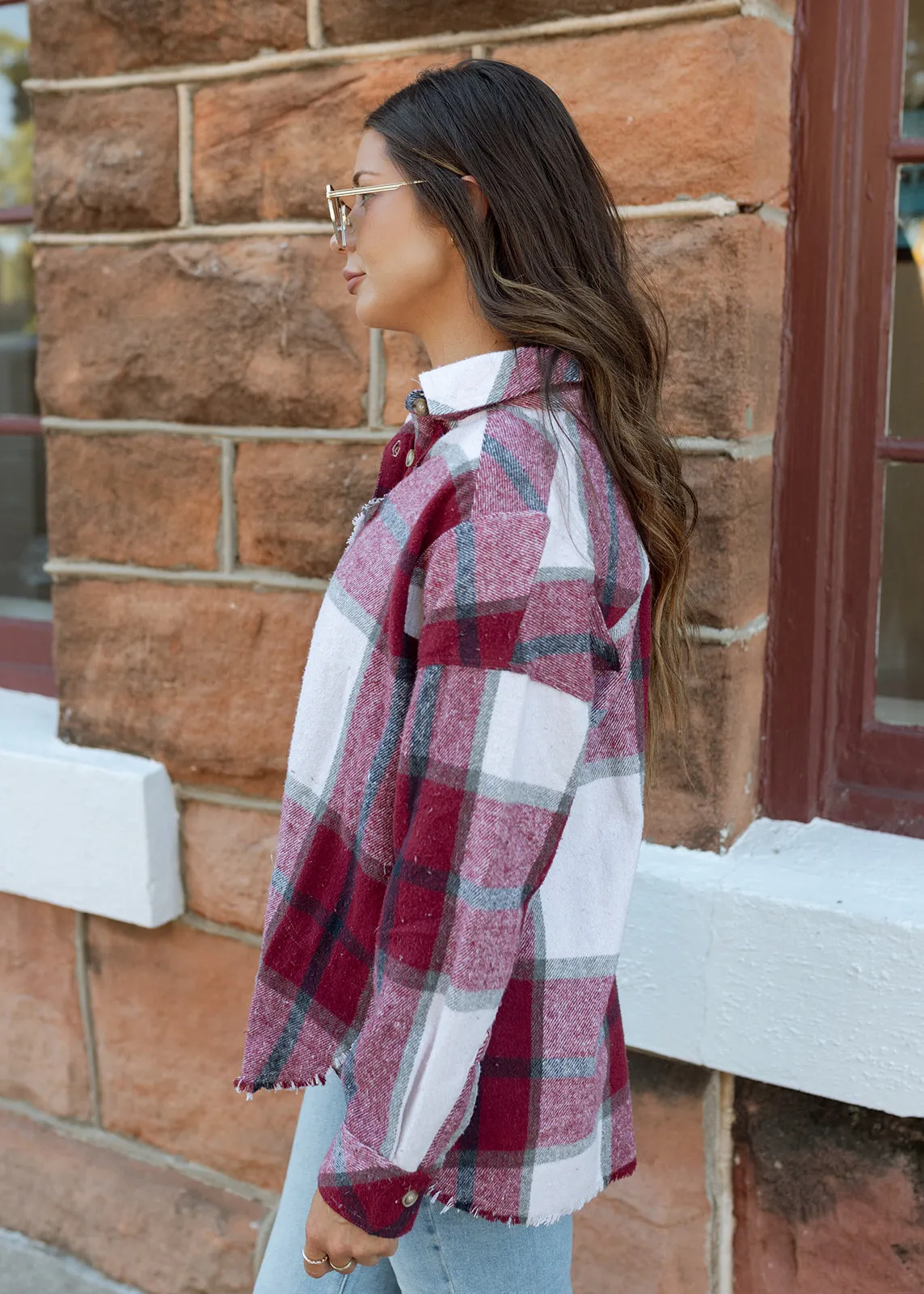 Bonfire Burgundy Plaid Pullover
