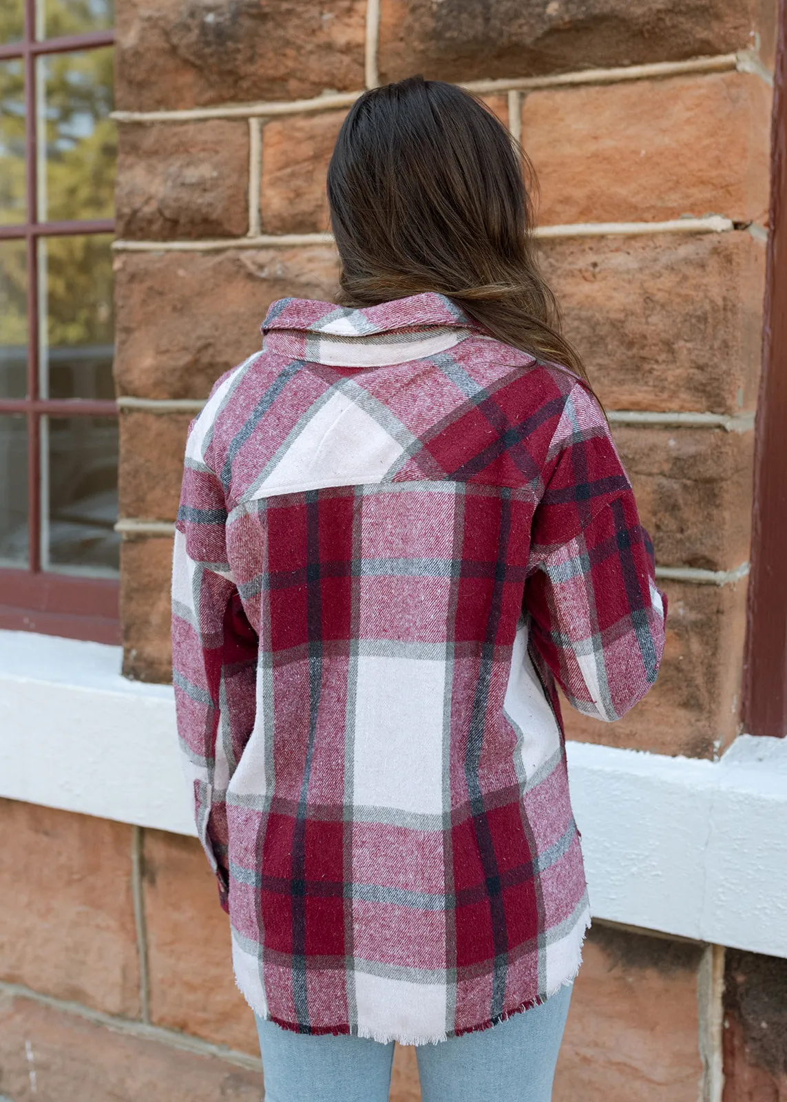 Bonfire Burgundy Plaid Pullover