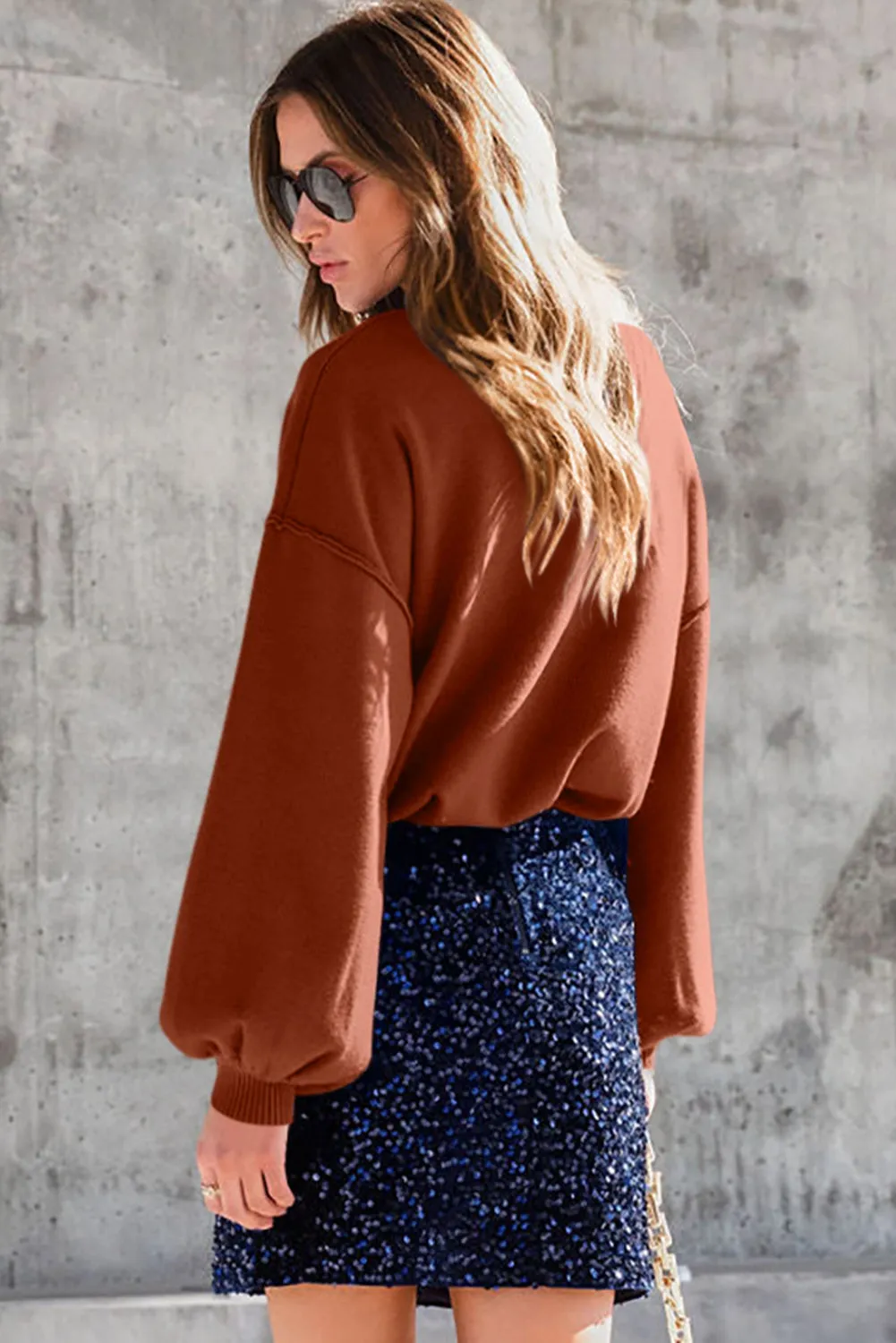 Brown Noah Ribbed Knit Turtleneck Sweater - Blue
