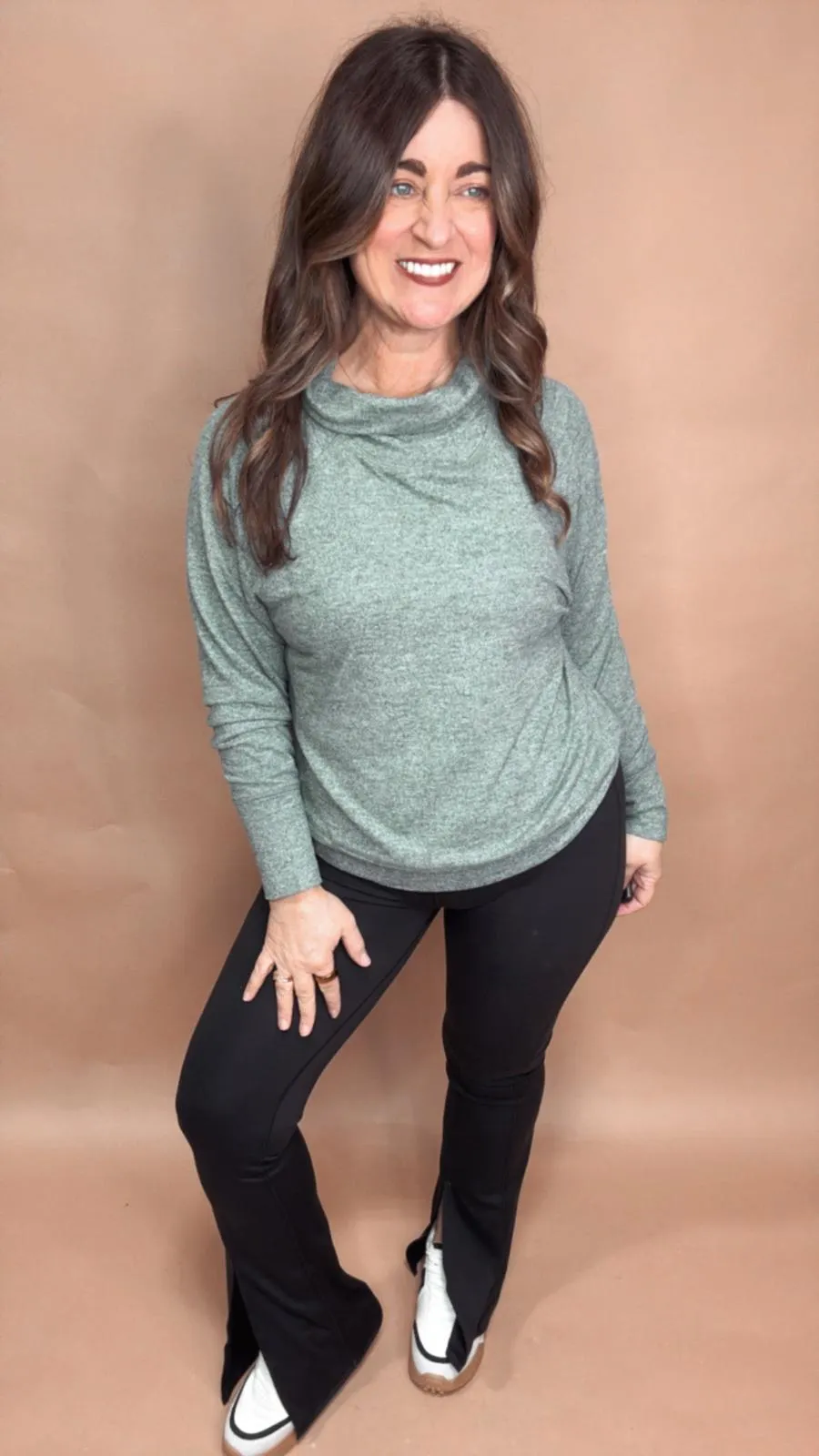 Brushed Cowl Neck Pullover