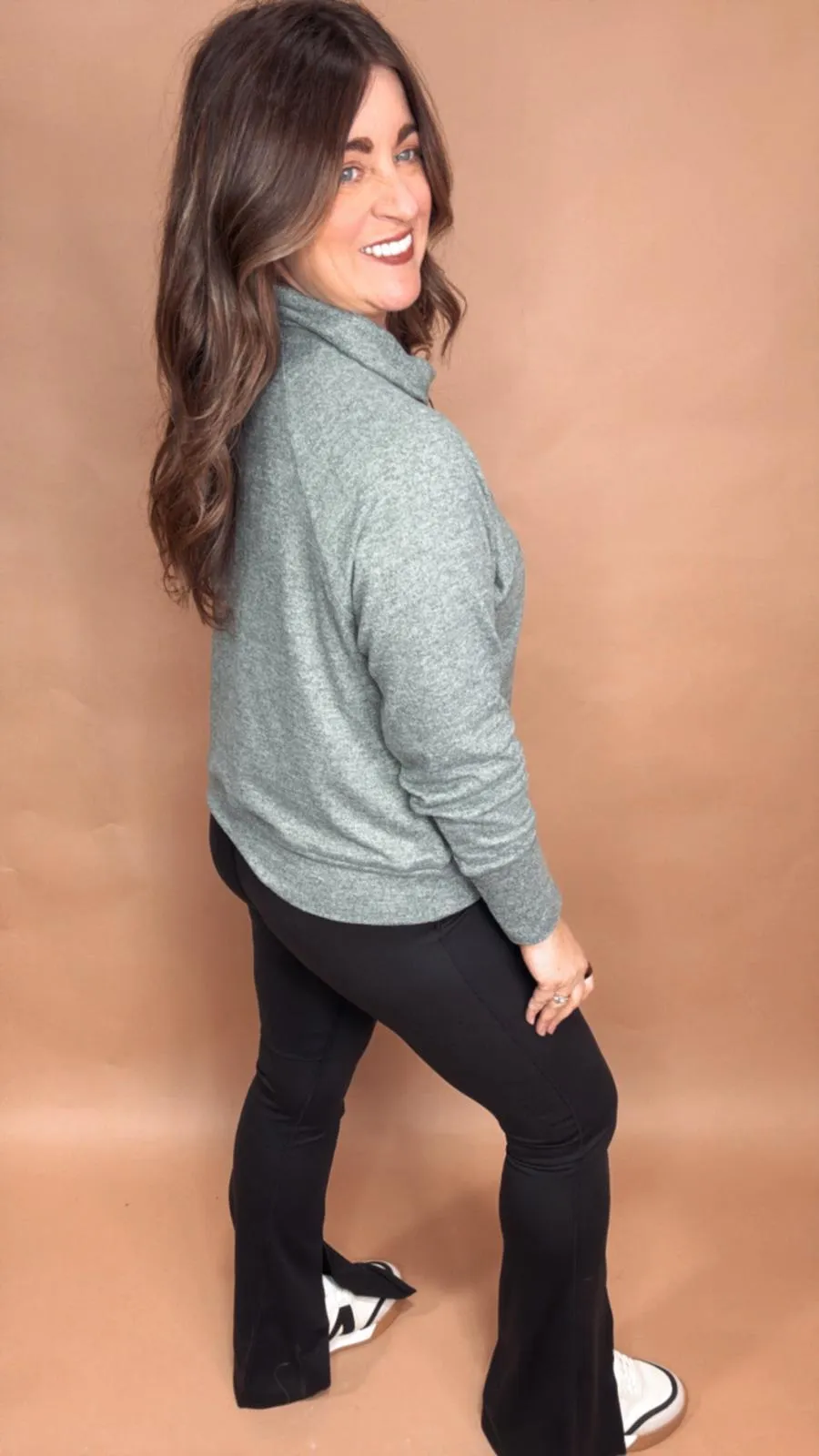 Brushed Cowl Neck Pullover