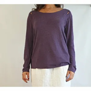 Bul pre-owned purple soft cotton jumper with perforated detail size M (best fits 12)