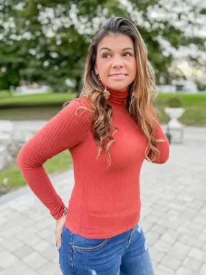 Burned Bridges Ribbed Turtleneck Top