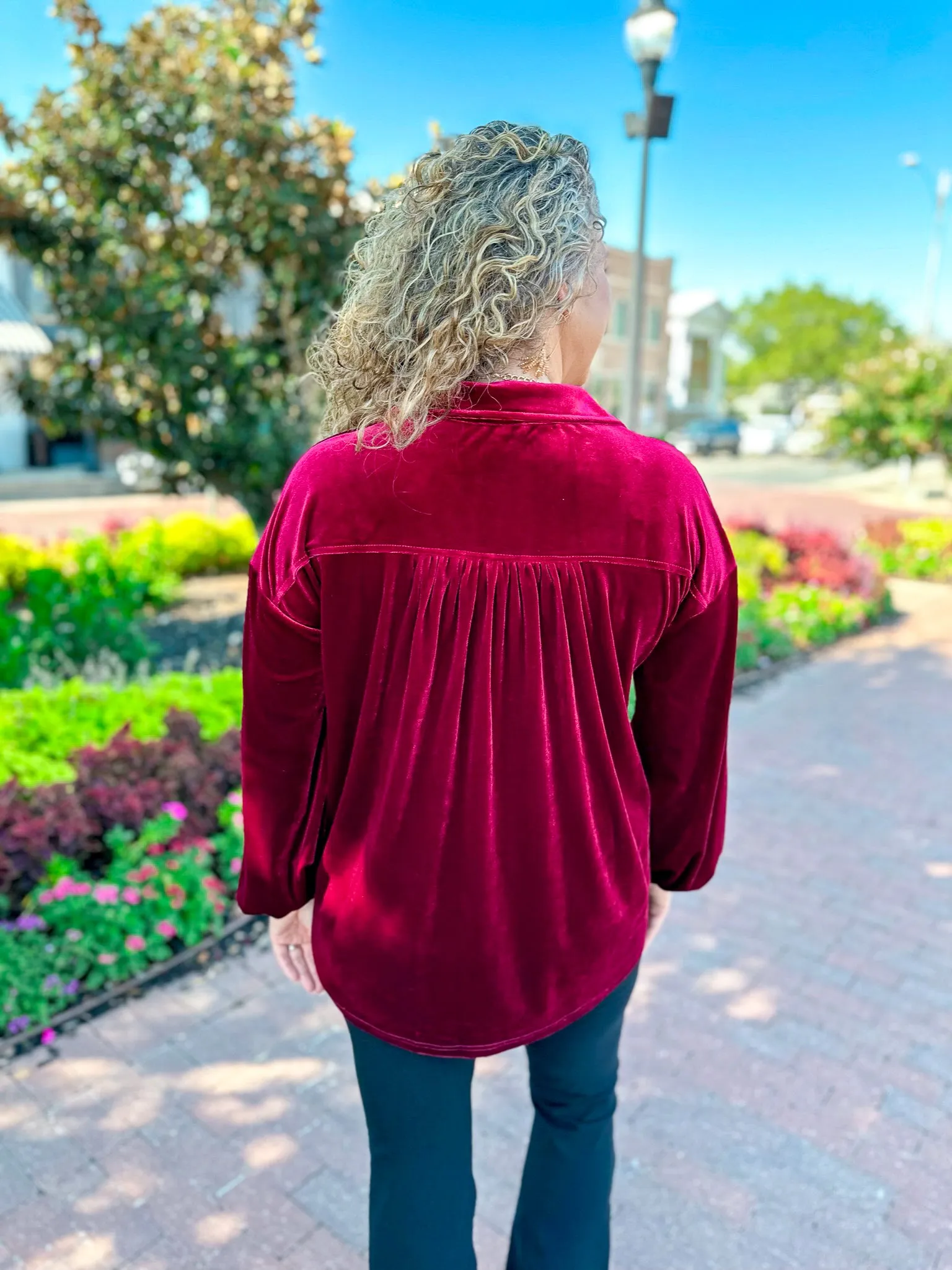 Button Down Velvet Blouse