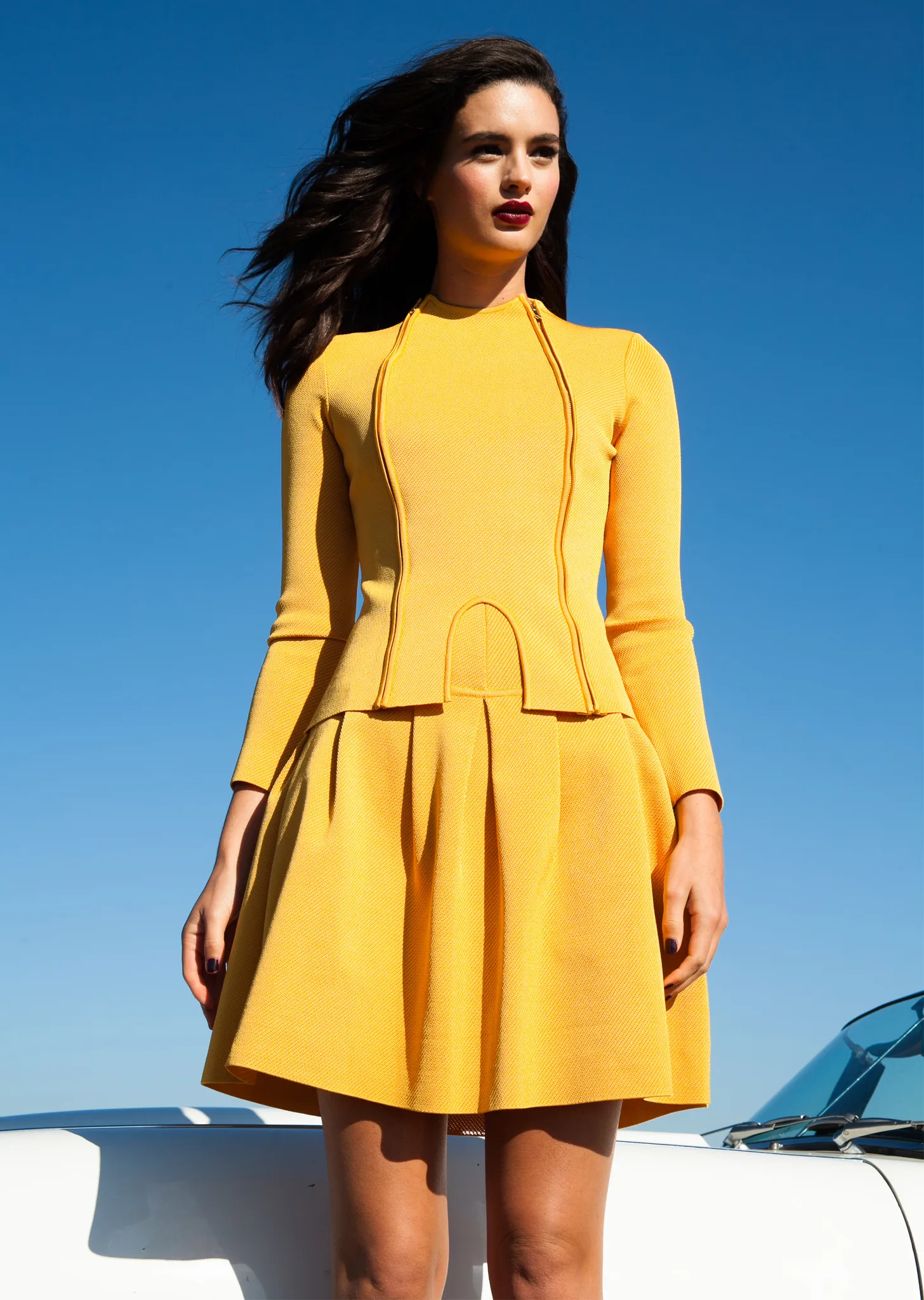 Camille - Knitted Knee Length Pleated Skirt