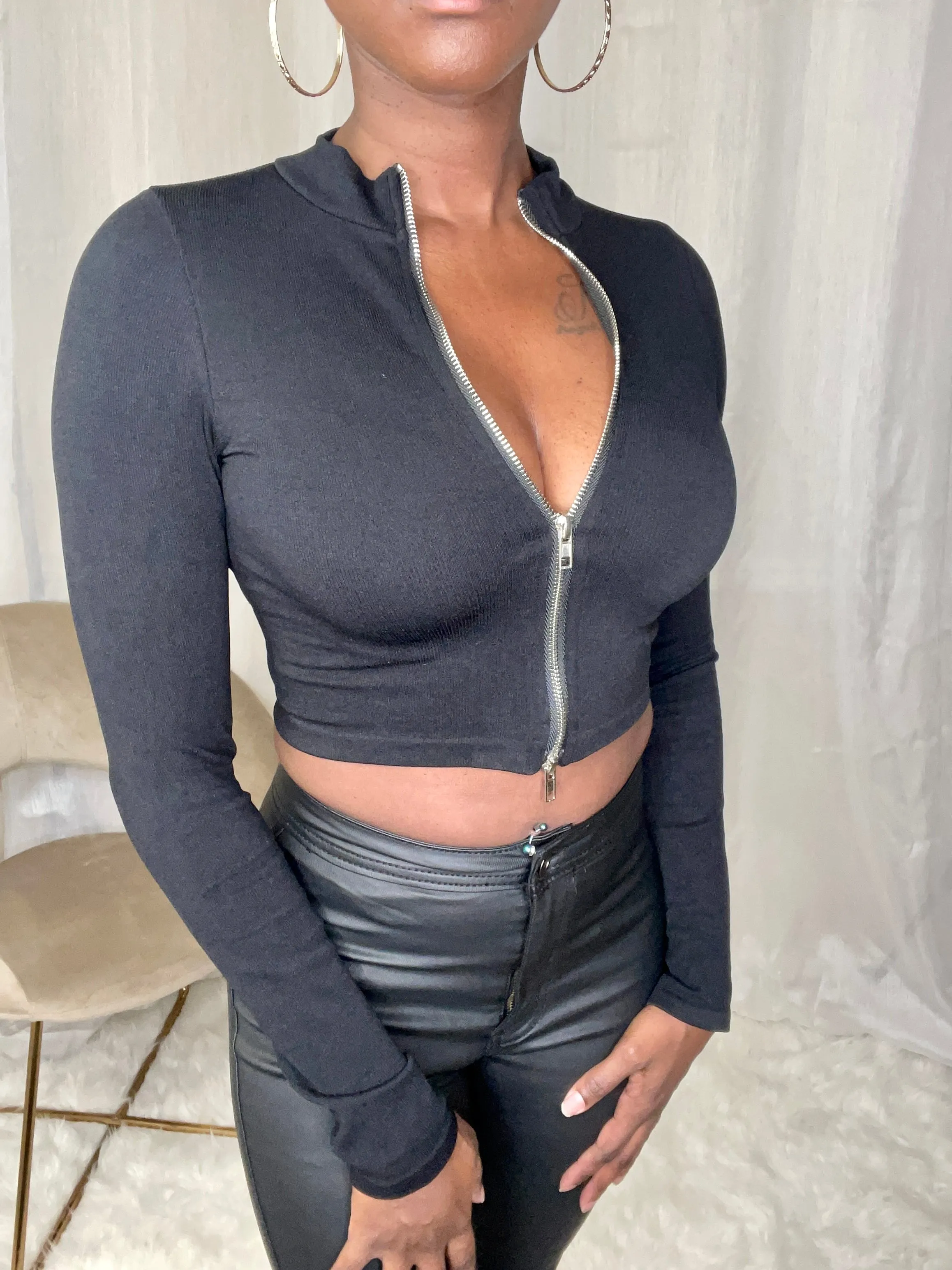 Carmen Long Sleeve Top | Black