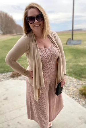 Cassie Draped Cardigan in Taupe